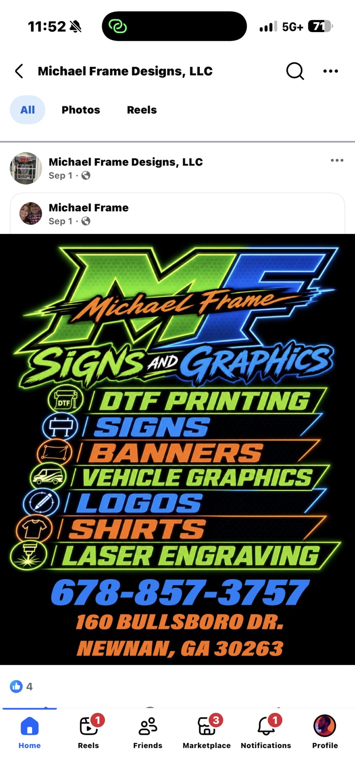 Michael Frame Designs logo and service artwork